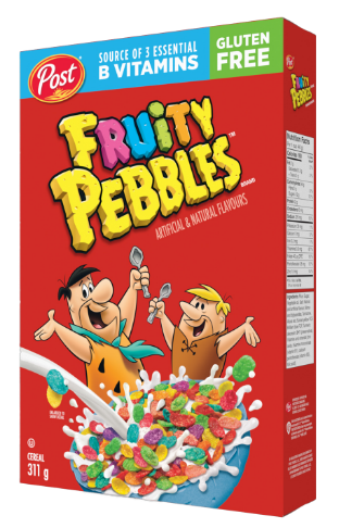 Fruity Pebbles cereal box