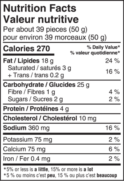 Cheez Puffs Baked Original Nutrition