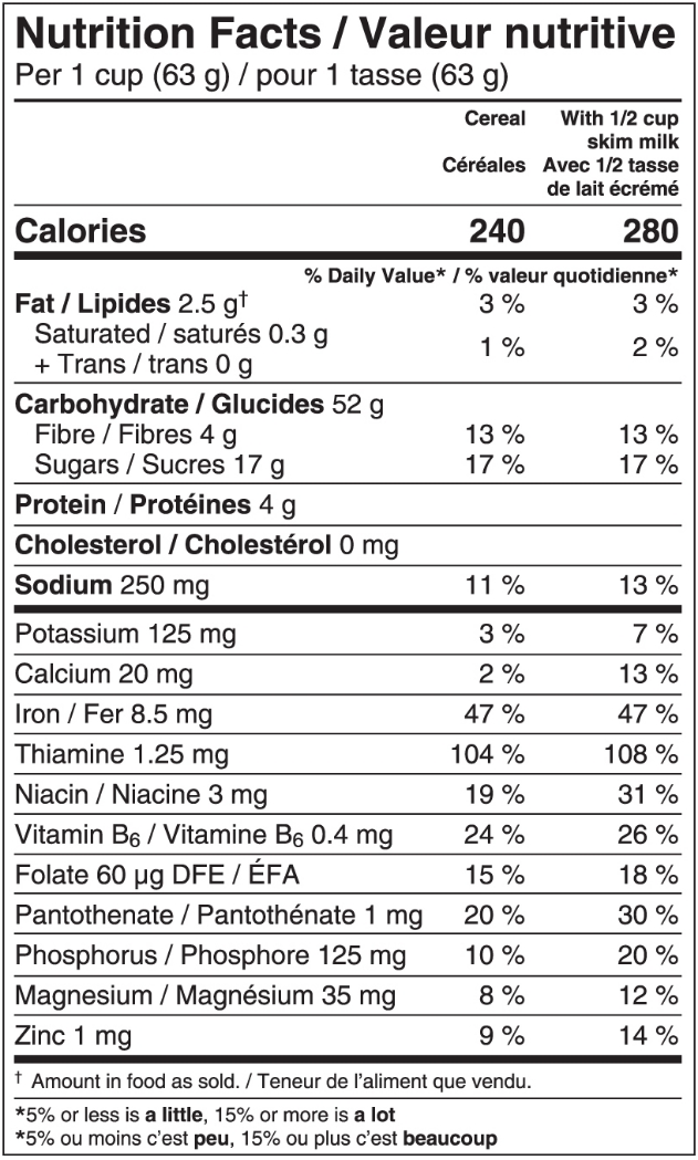 Post Cranberry Almond Crunch nutrition facts
