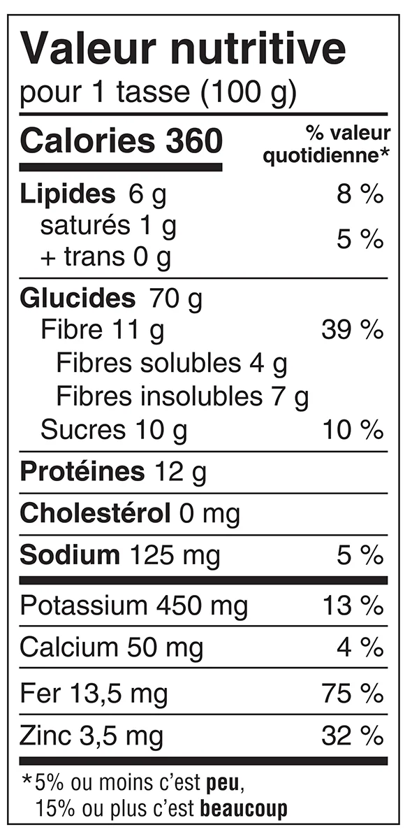 Alpen Muesli Sans Sucre - Valeur Nutritive