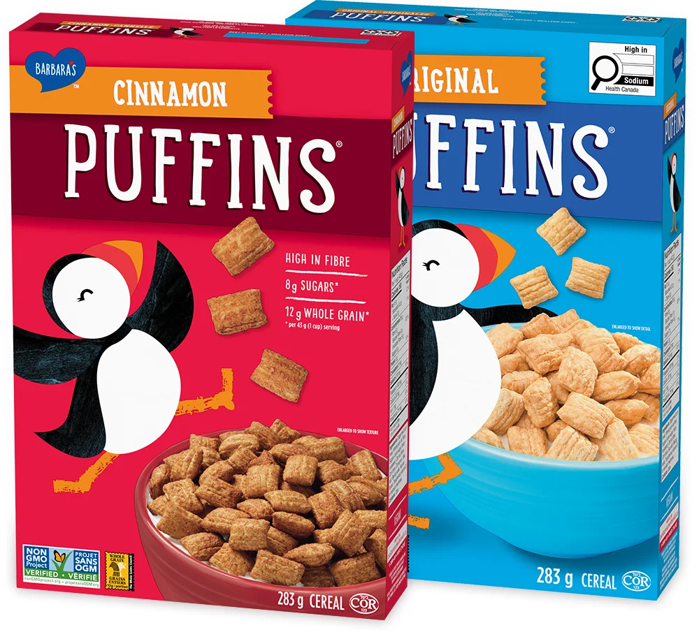 Barbara's Puffins Cereals - Cinnamon and Original