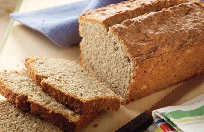 Shredded Wheat Banana Bread on a cutting board.