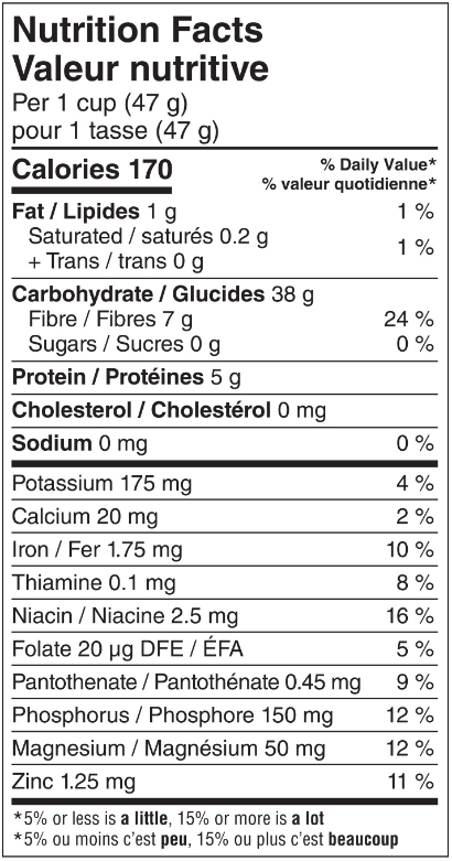 Shredded Wheat and Bran Spoonsize Nutrition Facts Sheet