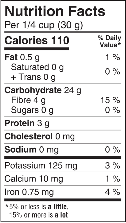 Shredded Wheat Crumbs Nutrition Facts Sheet