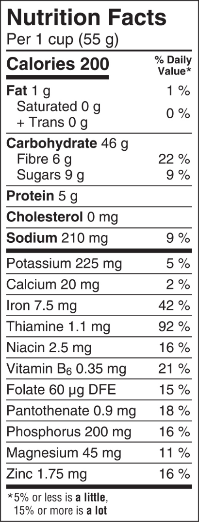 Shreddies Nutrition Facts Sheet