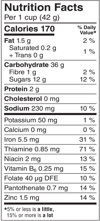 Cocoa Pebbles EN Nutrition facts sheet