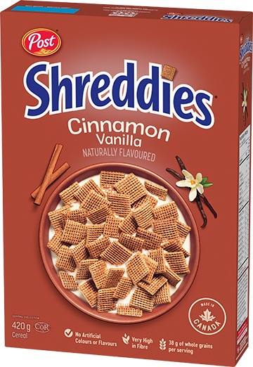 Box of Shreddies Cinnamon Vanilla cereal