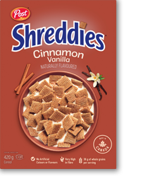 Box of Shreddies Cinnamon Vanilla cereal
