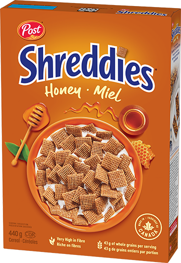 Post Shreddies honey cereal box