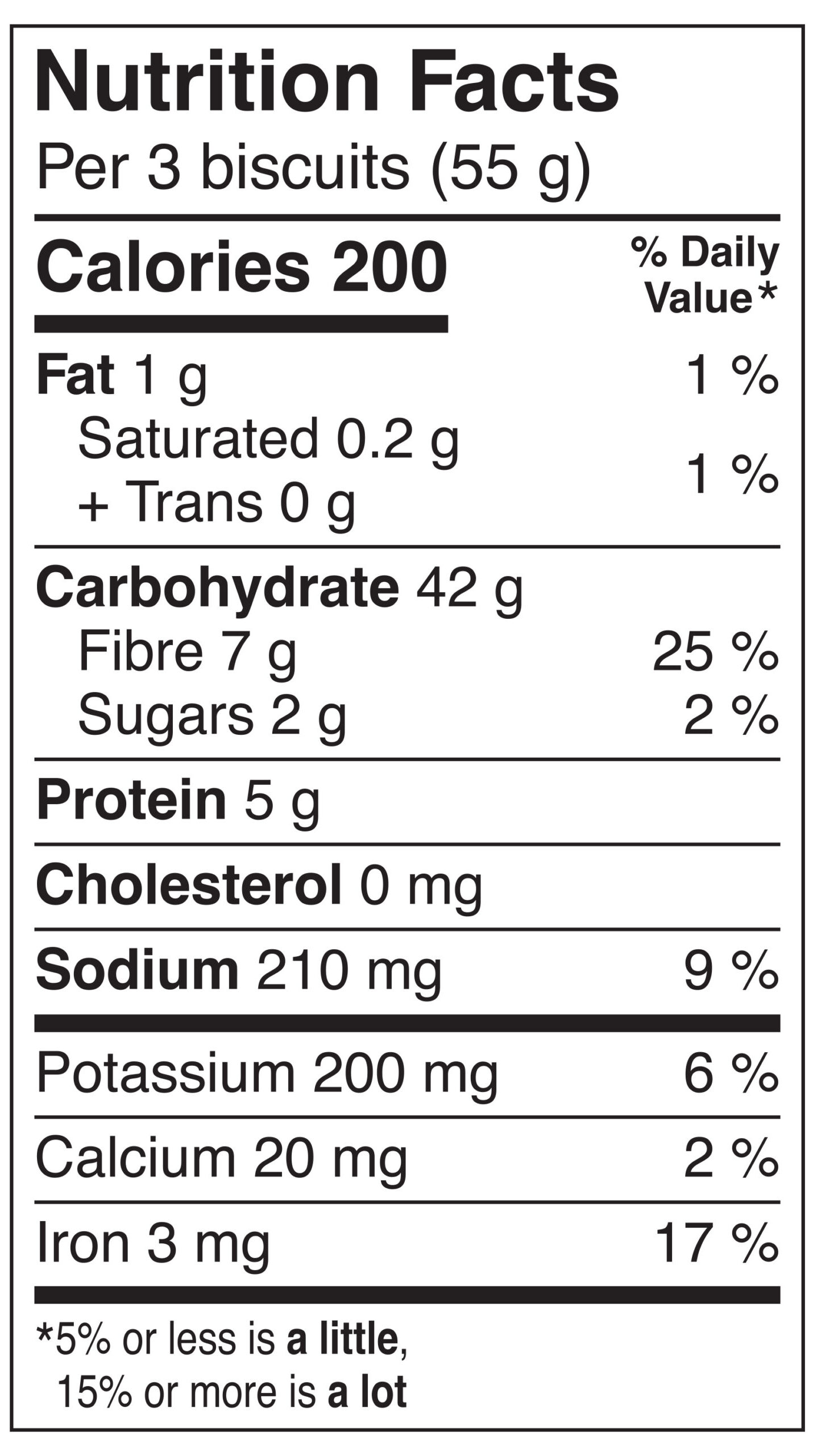 Weetabix Nutrition Facts Panel